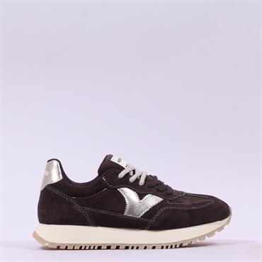 Victoria Viento Serraje Laced Trainer - Dark Brown Gold